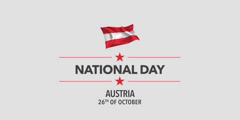 Austria happy national day greeting card, banner, vector illustration