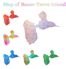 Hand-drawn map of Basse-Terre Island. Sketchy Basse-Terre Island maps collection. Vector illustration.