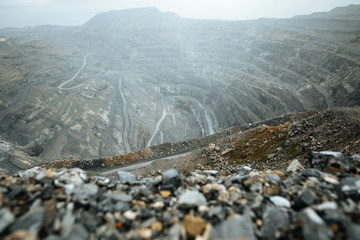 Mining in an open giant quarry