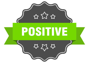 positive isolated seal. positive green label. positive