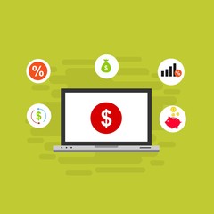 Illustration of vector flat design business composition with online shop