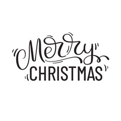 Merry Christmas and Happy New Year.Hand written brush lettering positive quote to poster, greeting card