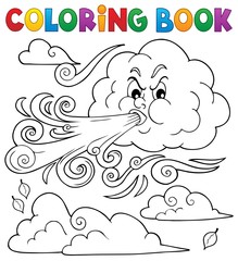 Coloring book clouds and wind theme 1