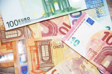euro money cash business debt public background.Money bills in Euros. Money used to buy in the market, to invest in companies, industries. The banks use it to leave it and earn more money.