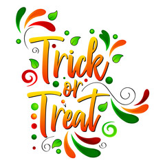 Fototapeta premium Trick or Treat. Day of the Dead text Lettering isolated illustration on white background, holiday poster for Halloween