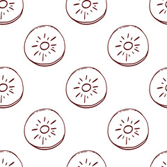 Tropical fruit line pattern. Tropical fruits home textile design background. Elegance sketch style