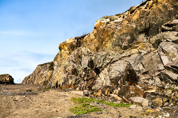 Northern cliffs on the shore of the Barents Sea. Russia
