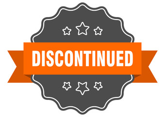 discontinued isolated seal. discontinued orange label. discontinued