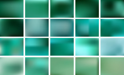 Set of neo mint smooth backgrounds. Abstract blurry gradient for Greeting Card, Invitation, cover, product presentation, flyer, poster, banner. Vector texture.