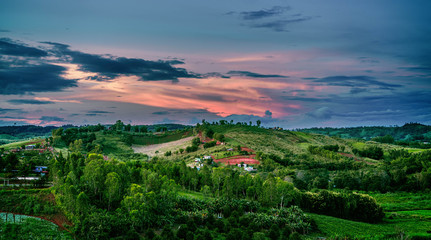 Top views landscape with the mist at Khao Ta Kean Ngo, Khao Kho District, Phetchabun, Thailand