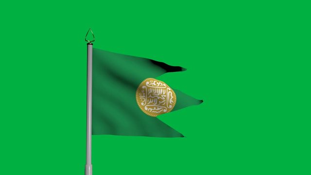 Swallowtail flag of Rohingya, waving green background