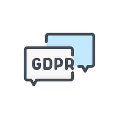 Message with GDPR color line icon. Chat with data protection vector outline colorful sign.