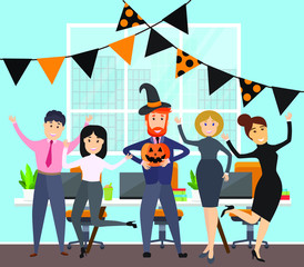 Happy Halloween, People, Vector Illustration 