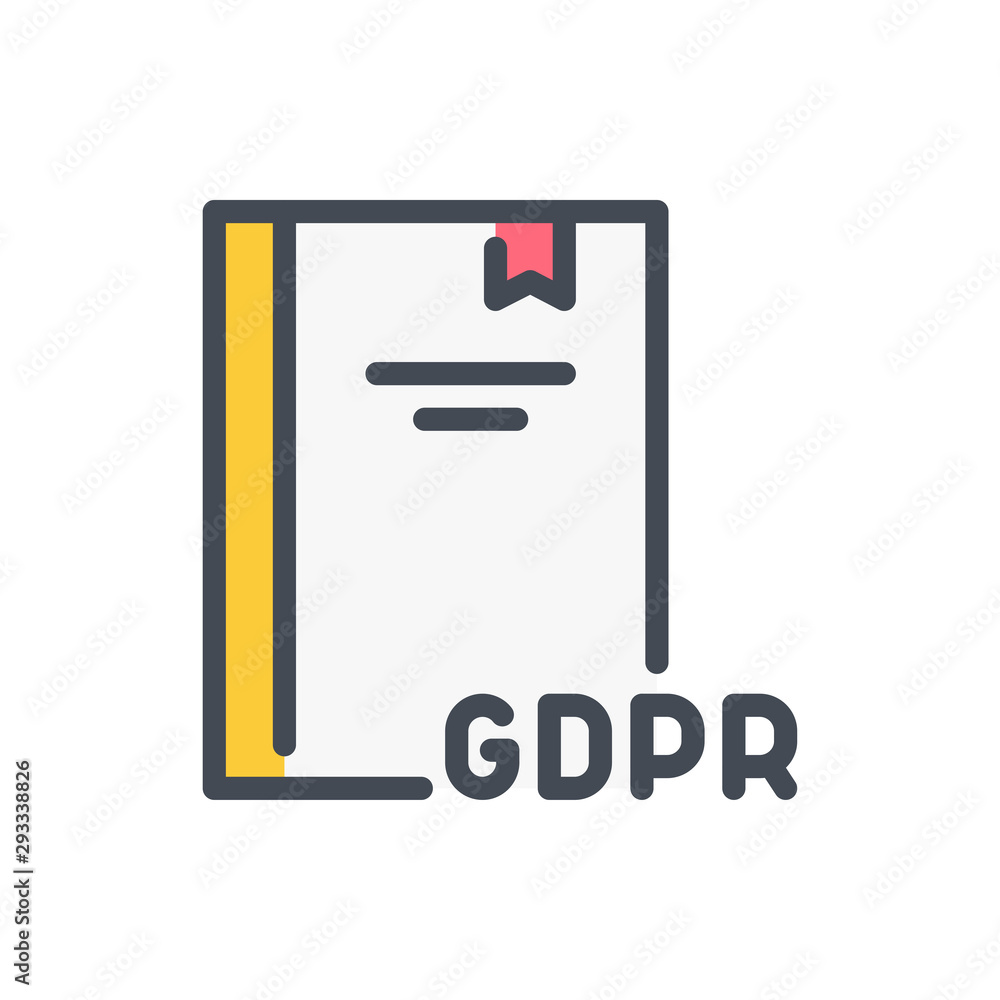 Poster gdpr law color line icon. network secure regulation vector outline colorful sign.
