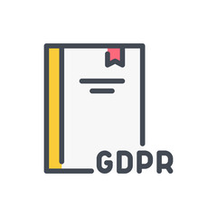 GDPR law color line icon. Network secure regulation vector outline colorful sign.