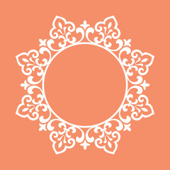 Decorative frame Elegant vector element for design in Eastern style, place for text. Floral pink border. Lace illustration for invitations and greeting cards