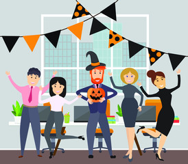 Happy Halloween, People, Vector Illustration 