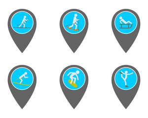 Pins mit Symbolen zum Reisen