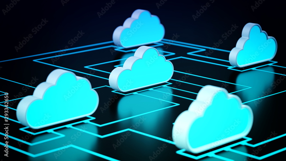 Wall mural cloud computing network concept