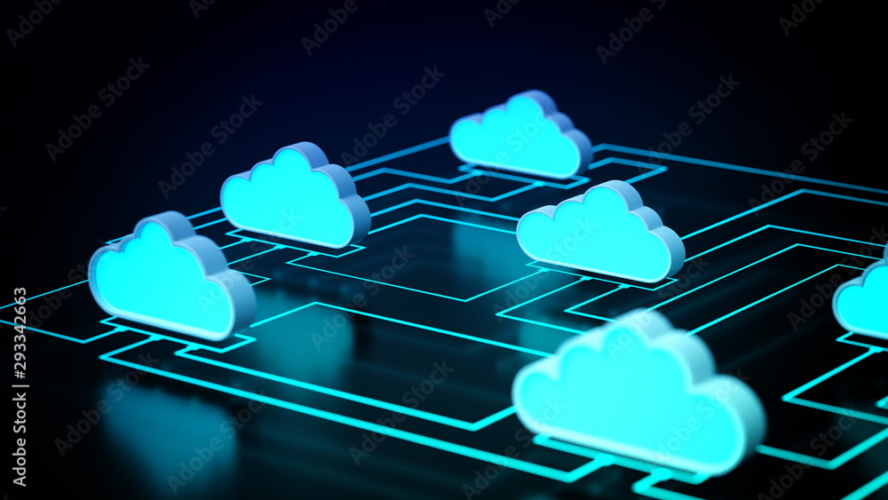 Wall mural cloud computing network concept