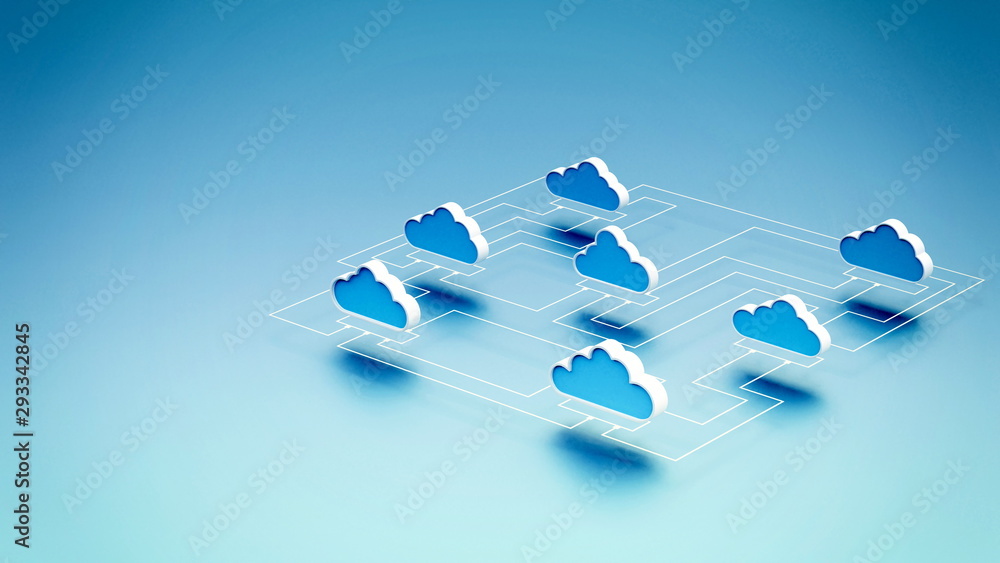 Wall mural cloud computing network concept