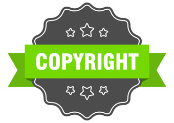 copyright isolated seal. copyright green label. copyright