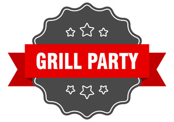 grill party red label. grill party isolated seal. grill party