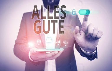 Word writing text Alles Gute. Business photo showcasing geranalysis translation all the best for...