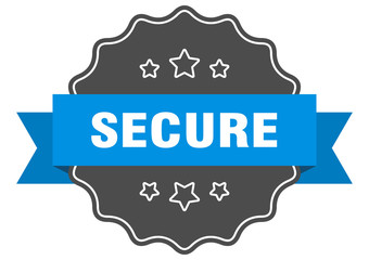 secure blue label. secure isolated seal. secure