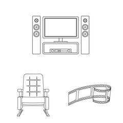 Vector illustration of cinematography and studio logo. Set of cinematography and entertainment stock symbol for web.
