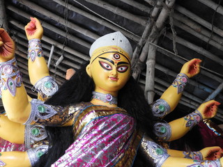 Goddess Durga. Idols are making in Kumortuli, Kolkata by clay and soil. These are captured in OCT...