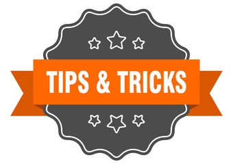 tips & tricks isolated seal. tips & tricks orange label. tips & tricks