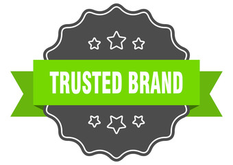 trusted brand isolated seal. trusted brand green label. trusted brand