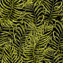 Tropical seamless pattern. Watercolor tangled palm