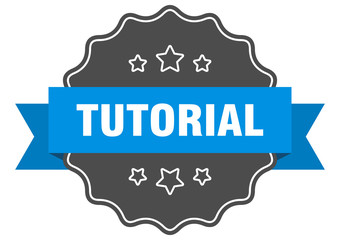 tutorial blue label. tutorial isolated seal. tutorial