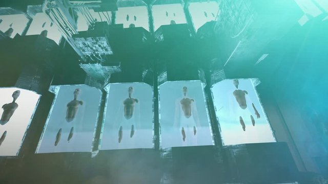 human cloning concept, sci Fi lab, render 3D