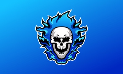 Skull Blue Fire Esport Logo - Mascot Logo Template-01