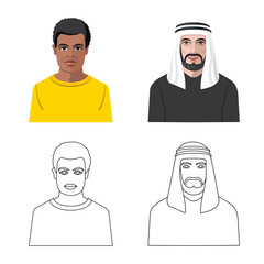 Vector illustration of hairstyle and profession logo. Collection of hairstyle and character vector icon for stock.