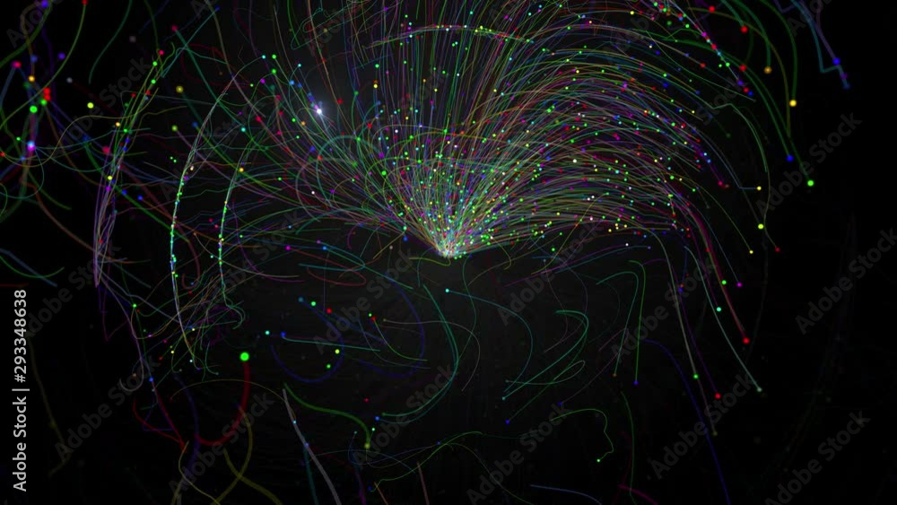 Poster color 3d render abstract particle based technology background. digital theme. cyberspace concept.