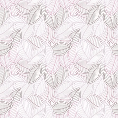 Hand drawn leaves. Seamless pattern.