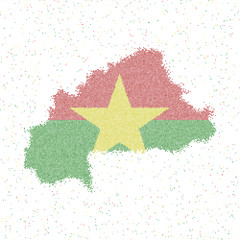Map of Burkina Faso. Mosaic style map with the flag of Burkina Faso. Vector illustration.