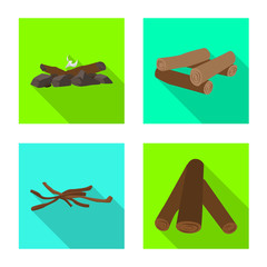 Isolated object of material and logging symbol. Set of material and forestry vector icon for stock.