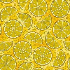 Photo sur Plexiglas Citrons Fond de citrons frais, dessinés à la main.