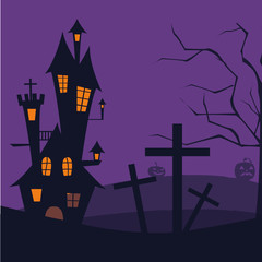 Isolated halloween castle vector design