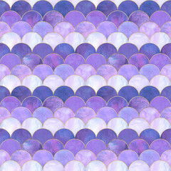 Mermaid fish scale wave japanese seamless pattern
