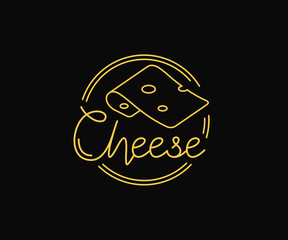 Cheese circle emblem logo design. Dairy product vector design. Cheese slice logotype
