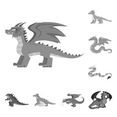 Vector illustration of wild and mythical logo. Collection of wild and halloween vector icon for stock.