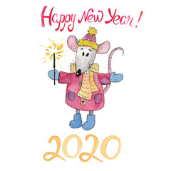 New Year card Symbol of the Year 2020