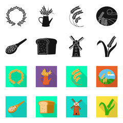 Isolated object of grain and harvest icon. Set of grain and agriculture stock symbol for web.