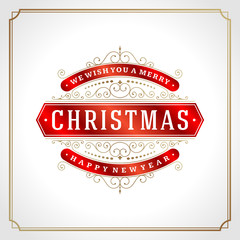 Christmas retro greeting card and ornament decoration vector background
